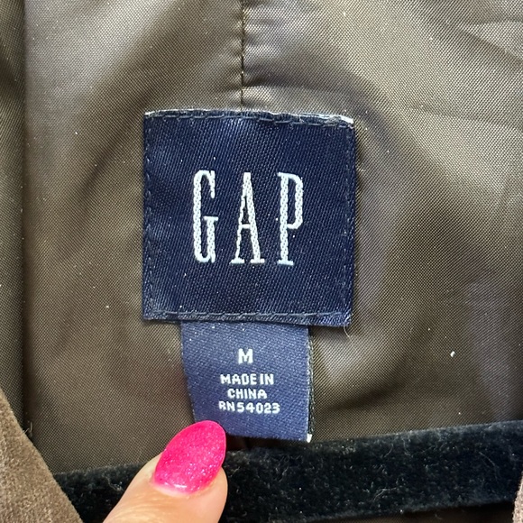 GAP Vintage Y2K Chocolate Brown 100% COTTON Button Coat M Trench Coat - Picture 2 of 10